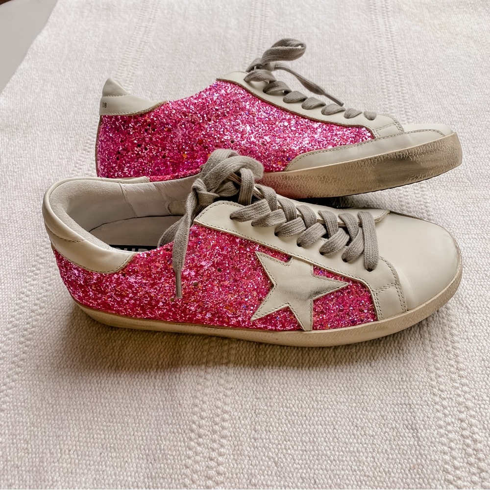 GOLDEN GOOSE
Superstar leather sneakers pink glitter shoes size 40